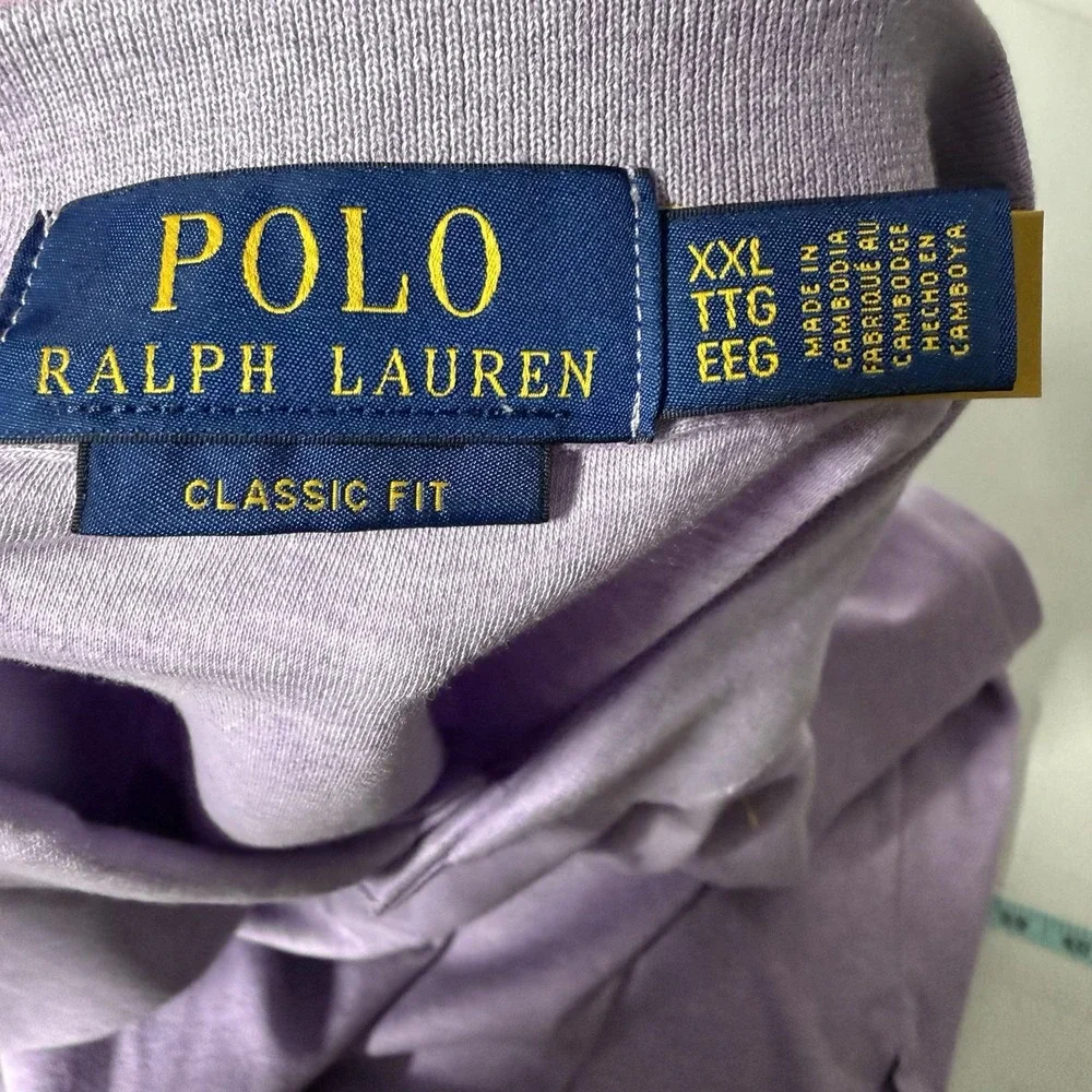 Polo Ralph Lauren Polo Shirt Men XXL Lavender Classic Fit Soft Cotton Flesh Pony